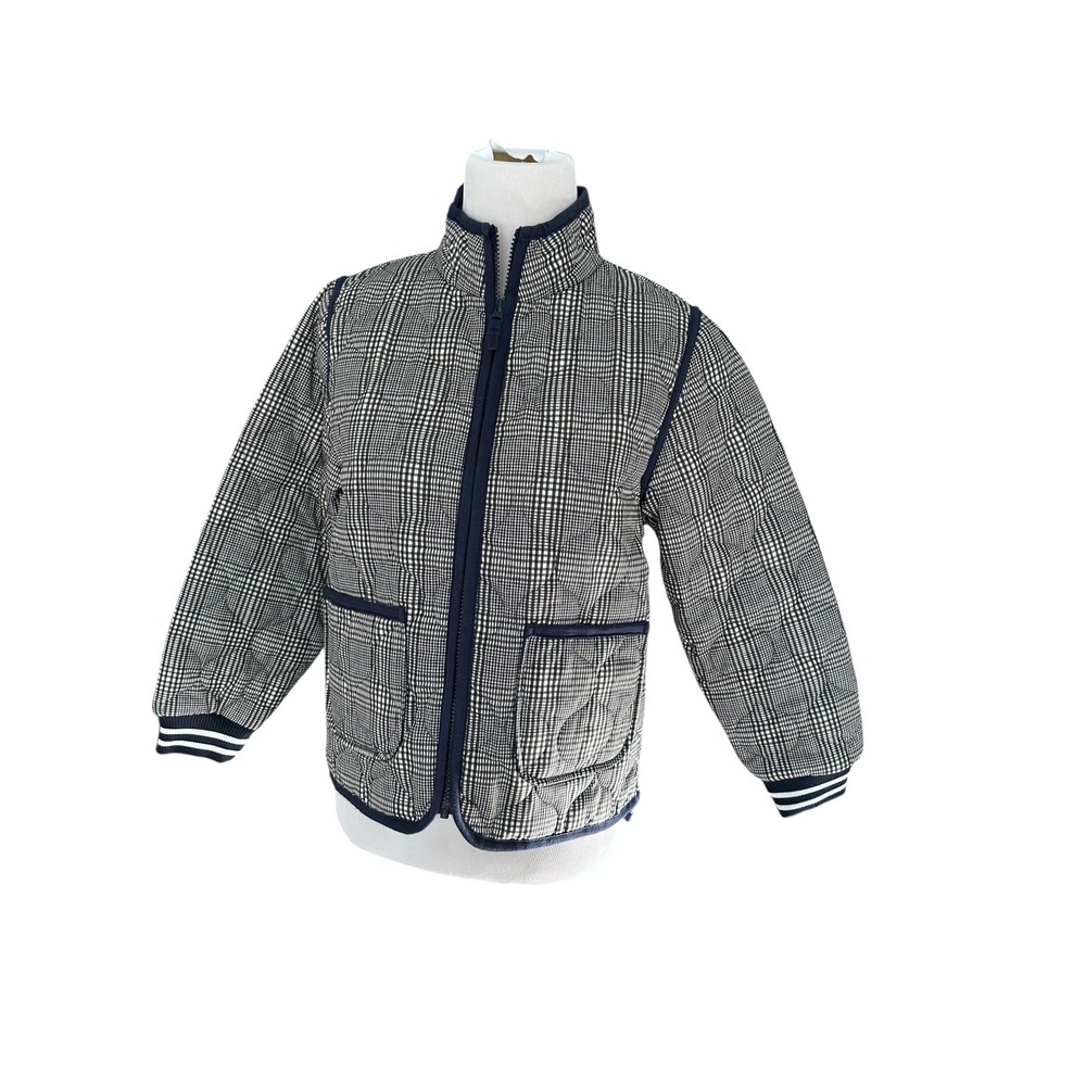 J.Crew Girls XL 14/16 Quilted Plaid Jacket Navy White Full Zip